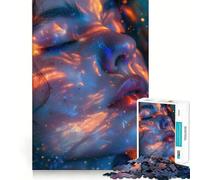 Femme à la Lueur néon Portrait surréaliste de rêve de Cannabis Puzzle Adolescent 1000 pièces Souvenirs, Énergie, Détente, Découpe Nette Liste de souhaits du Père Noël (38x52cm)