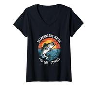 Femme À la Recherche de l'eau pour Les Histoires perdues pêche au Bar T-Shirt avec Col en V