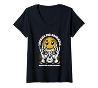 Femme À la recherche du bonheur - Esthétique urbaine audacieuse T-Shirt avec Col en V