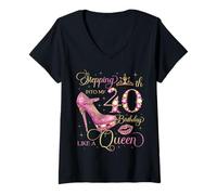 Femme À l'approche de Mon 40e Anniversaire comme Une Reine, Une Femme de 40 Ans T-Shirt avec Col en V