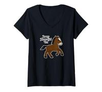 Femme À l'époque de ma Horse Girl, Happy Foal Kawaii T-Shirt avec Col en V