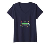 Femme À l'époque de ma première année : Loading Kids School Nostalgia T-Shirt avec Col en V, Bleu Marine, L