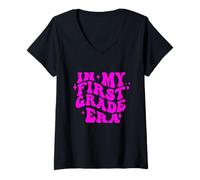 Femme À l'époque de ma première année pour la rentrée Scolaire T-Shirt avec Col en V