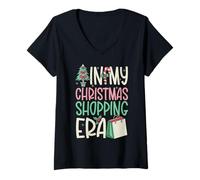 Femme À l'ère de Mes achats de Noël - Cute Groovy Xmas T-Shirt avec Col en V