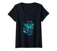Femme A Look Into The Future Cyber Cat Design SciFi Cat T-Shirt avec Col en V