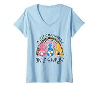 Femme A lot Can Happen in 3 Day Gnomes Rainbow Ester Day T-Shirt avec Col en V