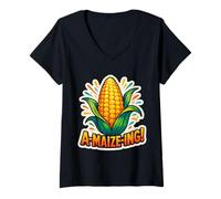 Femme A-Maize-ING Un Fermier en épi de maïs drôle T-Shirt avec Col en V