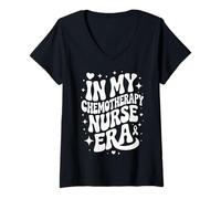 Femme À Mon époque d'infirmière en chimiothérapie, infirmière infirmière en oncologie Amusante, Cancer Care T-Shirt avec Col en V