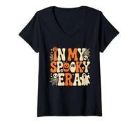 Femme À Mon époque effrayante, Le fantôme d'halloween de Thanksgiving T-Shirt avec Col en V