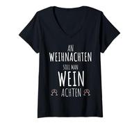 Femme À Noël, on Veut Le vin « Huit Christmas » T-Shirt avec Col en V