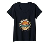 Femme A parlé de la Conception d'une Balade à vélo sur la Plage au Coucher du Soleil T-Shirt avec Col en V
