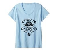 Femme A Pirate's Life for Me Crâne et épées croisées Pirate T-Shirt avec Col en V