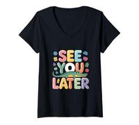 Femme À Plus Tard, Professeur d'alligator, dernier Jour d'école T-Shirt avec Col en V