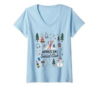 Femme A pres Ski Social Club Ski Winter Vibes Snow Party T-Shirt avec Col en V