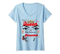 Femme A Queen Was Born on December 1er December 1st Birthday T-Shirt avec Col en V