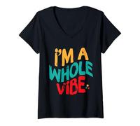 Femme A Whole Vibe Self Love Empowerment Affirmation Quote Retro T-Shirt avec Col en V