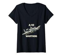 Femme A10 Warthog Close Air Support Jet Avion Militaire T-Shirt avec Col en V