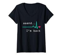 Femme Aaand I'm Back, Survivor Heart Attack Survivor Post Heart Surgery T-Shirt avec Col en V