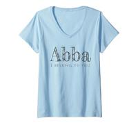 Femme Abba, père, Je t'appartiens T-Shirt avec Col en V, Bleu Céleste, S