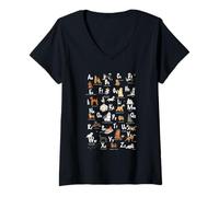 Femme ABC Identification des races de chiens A Z Types de chiens canins T-Shirt avec Col en V