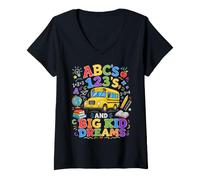 Femme ABCs 123s and Big Kid Dreams Back to School Teacher T-Shirt avec Col en V