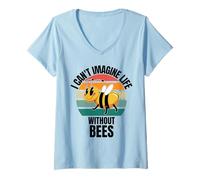 Femme Abeilles Mignonnes rétro I Can't Imagine Life Without Bees T-Shirt avec Col en V
