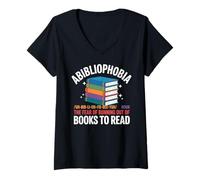 Femme Abibliophobie Peur de manquer de livres à lire T-Shirt avec Col en V