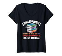 Femme Abibliophobie Peur de manquer de livres pour lire rat de bibliothèque T-Shirt avec Col en V