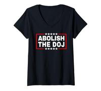 Femme Abolir Le ministère de la Justice (DOJ) T-Shirt avec Col en V