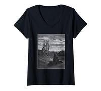 Femme Abraham, Dieu et Deux Anges de Gustave Dore (1852) T-Shirt avec Col en V
