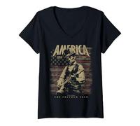 Femme Abraham Lincoln Joue de la Guitare 4e Juillet 250e Anniversaire T-Shirt avec Col en V