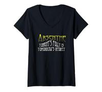 Femme Absinthe Green Fairy, la Folie de ce Soir, Le Regret de Demain T-Shirt avec Col en V