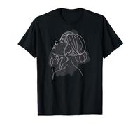 Femme Abstrait Ligne Art Visage Aquarelle Design Minimaliste T-Shirt