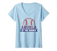 Femme Abuela of Rookie 1er anniversaire Thème baseball fête assortie T-Shirt avec Col en V