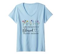 Femme Abundantly Blessed Beyond Measure Christian Bible Verses God T-Shirt avec Col en V