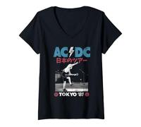 Femme AC/DC Angus Live Tokyo Japon 1981 T-Shirt avec Col en V