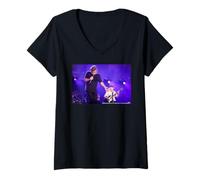 Femme AC/DC Live Stage Rock Legends Concert Lumières Violettes électriques T-Shirt avec Col en V