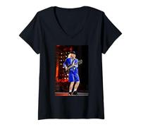 Femme AC DC Rock Legend Schoolboy Guitare Solo Stage T-Shirt avec Col en V