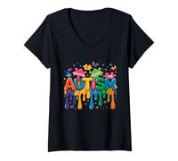 Femme Accepter - Comprendre - Amour - Autisme T-Shirt avec Col en V