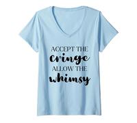 Femme Acceptez le grincement, laissez le fantaisie être confiant en soi T-Shirt avec Col en V
