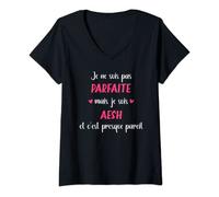 Femme Accompagnant Elèves Je ne suis pas parfaite mais aesh T-Shirt avec Col en V