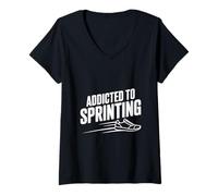 Femme Accro au Sprint Passionate Runner T-Shirt avec Col en V