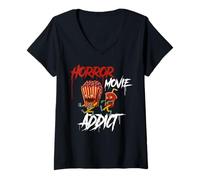 Femme Accro aux Films d'horreur T-Shirt avec Col en V