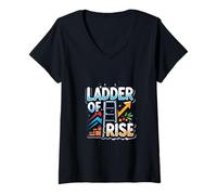 Femme Accroître Le progrès, la Motivation, Le succès, l'état d'esprit T-Shirt avec Col en V