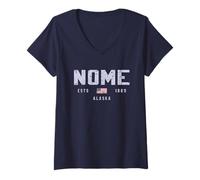 Femme Accueil Alaska Field//Nom AK T-Shirt avec Col en V