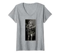 Femme ACDC Live Angus Young Highway to Hell par Dick Barnatt T-Shirt avec Col en V