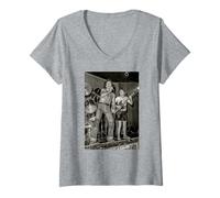 Femme ACDC Live Bon Scott & Angus Young par Dick Barnatt T-Shirt avec Col en V