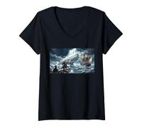Femme Achab Faces The White Whale Moby-Dick T-Shirt avec Col en V