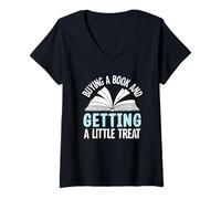 Femme Acheter Un Livre et se Faire Un Petit Plaisir T-Shirt avec Col en V
