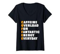Femme Acronyme de café amusant Surcharge de caféine pour une énergie fantastique T-Shirt avec Col en V